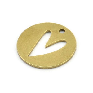 Brass Heart Charm, 8 Raw Brass Heart Charms With 1 Hole (20x1mm) A3143