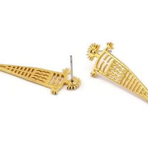 Earring Studs, 2 Gold Plated Brass - Gold Earrings - Earring Findings (33x14x1.2mm) N1665