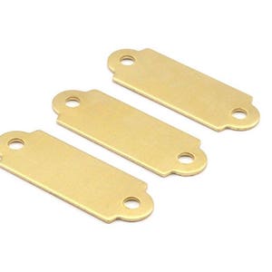 Blank Brass Tag, 5 Raw Brass Stamping Connector (37x13mm) B0152