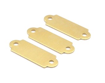 Blank Brass Tag, 5 Raw Brass Stamping Connector (37x13mm) B0152