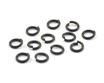 6mm Jump Rings, 125 Oxidized Brass Black Jump Rings (6x1mm) A0357 S474