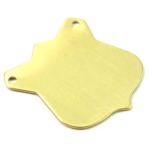 Badge Blank Necklace, 5 Raw Brass Coat Of Arms Pendant Blanks With 2 Holes (31x30mm) B0085