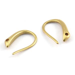 Brass Ear Hooks, 12 Raw Brass Earring Wires, Earring Hooks (10x7mm) BS 1815