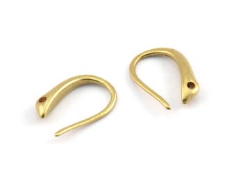 Brass Ear Hooks, 12 Raw Brass Earring Wires, Earring Hooks (10x7mm) BS 1815