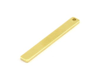 Rectangle Stamping Blank, 12 Raw Brass Rectangle Stamping Blanks With 1 Hole Pendants (40x5x1.5mm) A0588