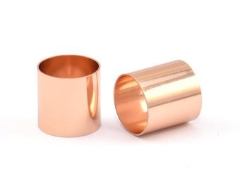 Perline tubolari in oro rosa - 6 perline tubolari in ottone placcato oro rosa (12 x 12 mm) Bs 1470 Q0331