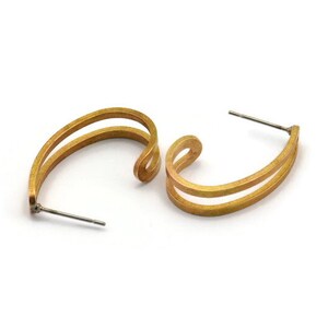 Brass Earring, 4 Raw Brass Stud Earrings (27x6x1.2mm) N1249