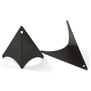 Black Kite Charm, 2 Oxidized Brass Black Geometric Triangle Earring Charms (31mm) U006 S146