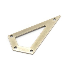 Silver Triangle, 3 Antique Silver Plated Triangle Charms with 4 holes (38x20x0.60mm) U038