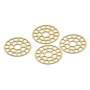 Brass Circle Charm, 24 Raw Brass Circle Charms, Earrings, Findings (14x0.40mm) F124