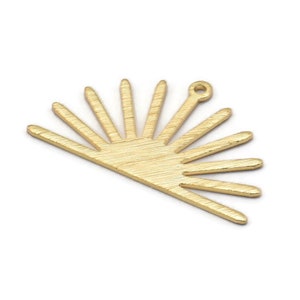 Gold Sun Charm, 4 Textured Gold Plated Brass Sun Charms With 1 Loop (17x30x0.80mm) M02316
