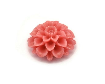 2 Pcs Coral Pink 30 Mm Chrysanthemum Cabochon T008
