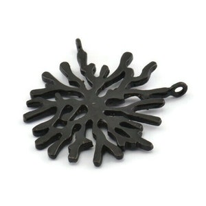 Black Coral Pendant, 2 Oxidized Black Brass Coral Pendants With 2 Loops (28x29x1.5mm) U066