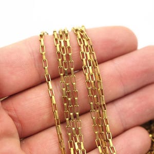 Link Chain, Rectangle Chain, 5 M. Rectangle Raw Brass Chain, Open Link 3.5x2mm W117 Bs 1377 image 5