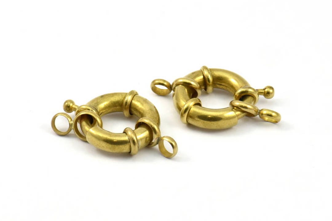 19mm Spring Ring Clasps 6 Raw Brass Round Spring Ring Clasps Etsy