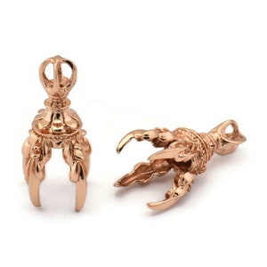 Rose Gold Dragon Claw, 1 Rose Gold Plated Brass Dragon Claw Charms, Necklace Pendants (36x11mm) N0380 Q0468