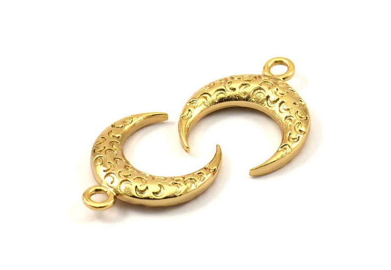 19x6x4mm Gold Moon Charm Pendant Jewelry Finding N272 Q199 2 Gold Plated Textured Horn Charms