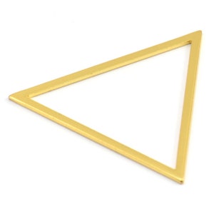 Gold Triangle Charm, 2 Gold Plated Brass Triangles (39x35x1mm) E079 Q0536