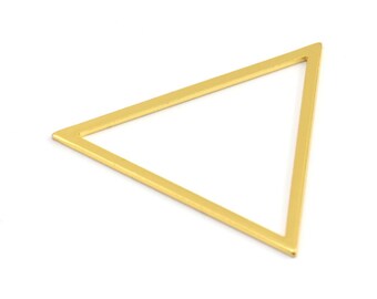 Gold Triangle Charm, 2 Gold Plated Brass Triangles (39x35x1mm) E079 Q0536
