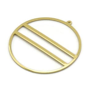Brass Circle Charm, 8 Raw Brass Circle Charm Earrings With 1 Loop, Pendants, Findings (45x43x1mm) D0724