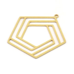 Brass Pentagon Charm, 4 Raw Brass Pentagon Shaped Charms With 1 Loop, Earring Findings, Geometric Charms (32x32x0.60mm) SMP0919