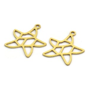 Brass Sea Star Charm, 50 Raw Brass Sea Star Charms With 1 Loop (19x16x0.60mm) A5691