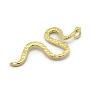 Ciondolo a forma di serpente in ottone, ciondoli a forma di serpente in ottone grezzo con 1 anello, reperti (53x26x2,3 mm) N1574