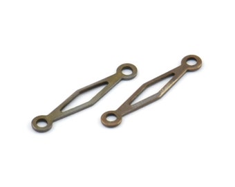 Antique Brass Connector, 100 Antique Brass Diamond Connectors, Charms, Findings (18x3mm) K186