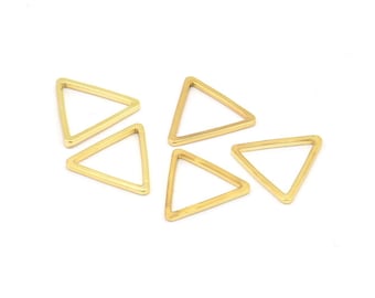 Gold Triangle Charm, 12 Gold Plated Brass Open Triangle Ring Charms (14x1mm) BS 1023
