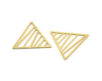 Gold Triangle Charm, 12 Gold Plated Brass Triangle Charms, Pendants, Earring Findings (20mm) E024