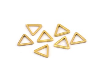 Charme Triangle d’Or, 12 breloques à anneau triangle ouvert en laiton plaqué or (9x0.80mm) D0249 Q0055
