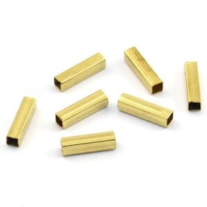 Brass Square Tube, 40 Raw Brass Square Tube Beads,(8x2mm) Brs 1404 A0717