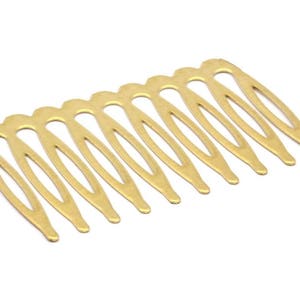 Brass Hair Comb, 5 Raw Brass 10 Teethed Hair Comb Hairpin Findings (59x36mm) Brs 496 A0599