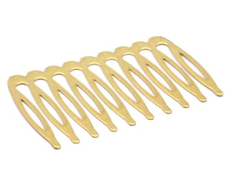 Brass Hair Comb, 5 Raw Brass 10 Teethed Hair Comb Hairpin Findings (59x36mm) Brs 496 A0599