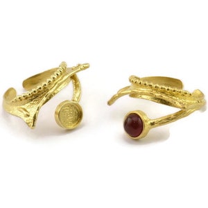 Brass Ring Setting, Raw Brass Adjustable Rings With 1 Stone Settings - Pad Size 6mm N2573
