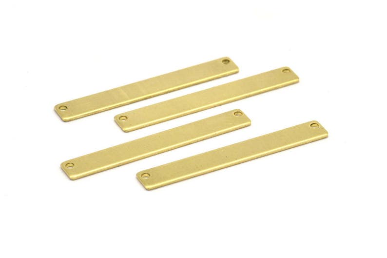 6x44x1mm Brass Personalized Bar 24 Raw Brass Stamping Necklace Blanks With 2 Holes D229