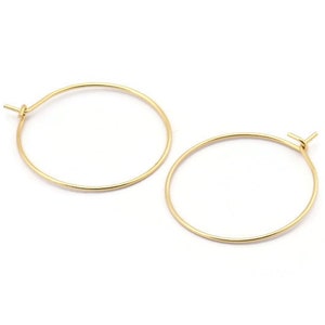 Gold Earring Wire, 12 Gold Plated Brass Earring Wires (25x0.70mm) BS 2233
