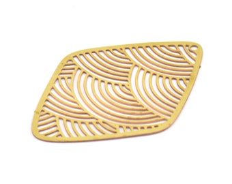 Brass Diamond Earring, 6 Raw Brass Diamond Shape Earring Charms With 1 Hole, Pendants, Findings (46x33mm) E031