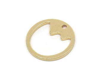 Brass Round Charm, Raw Brass Round Shaped Charms With 1 Hole, Findings (15x1.20mm) A5921