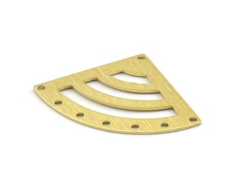 Brass Triangle Charm, 6 Textured Raw Brass Fan Charms With 8 Holes, Stamping Blanks, Findings (40x27x0.80mm) M371