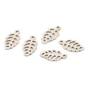 Silver Leaf Charm, 50 Antique Silver Plated Brass Leaf Charms With 1 Loop (10x5X0.40mm) Y222