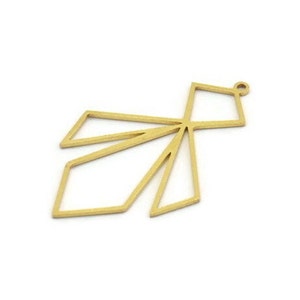 Brass Diamond Charm, 4 Raw Brass Diamond Shaped Charms With 1 Loop, Pendant Findings (42x26x0.80mm) A6688