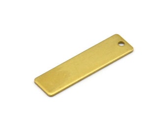 Rectangle Name Plate, 25 Raw Brass Rectangle Stamping Blank, Pendant (30x8x0.80mm) A0810