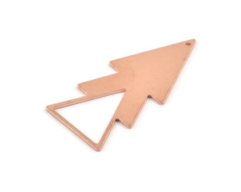Charme triangle en cuivre, 4 charmes triangle en cuivre brut avec 1 trou (47x21x1mm) M1082