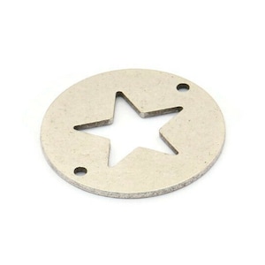 Silver Star Connector, 6 Antique Silver Plated Brass Star Connectors With 2 Holes, Findings, Charms (23x0.9mm) E175