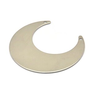 Charm de luna de acero, 8 charms de luna de acero con 2 agujeros (42 x 16 x 0,70 mm) M02852