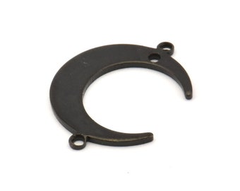 Black Moon Charms, 12 Oxidized Black Brass Crescent Moon Charms With 1 Hole And 2 Loops, Earrings, Findings (22x16.5x4.5x1mm) BS 2090 S973
