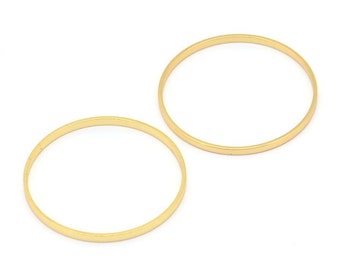 Gold Circle Connectors - 6 Gold Plated Brass Circle Connectors (30x0.8x2mm) D0314 Q0798