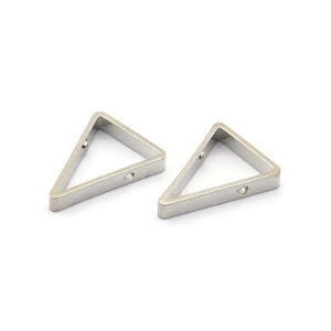 Silver Triangle Charm, 12 Silver Tone Triangles with 2 Holes (16x12x2.5x0.8mm) BS 2149
