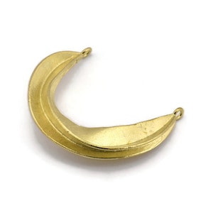 Brass Ethnic Pendant, Raw Brass Crescent Pendants With 2 Loops, Earring Findings (37x32mm) N0860